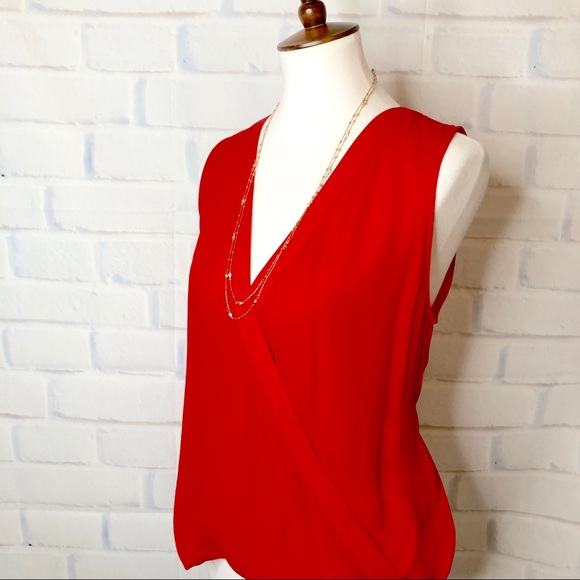 P A R K E R : Red Silk Wrap Top - Picture 6 of 8